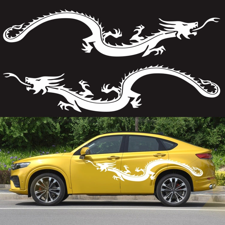 2 PCS/Set D-965 Dragon Pattern Car Modified Decorative Sticker(White) - In Car by buy2fix | Online Shopping UK | buy2fix