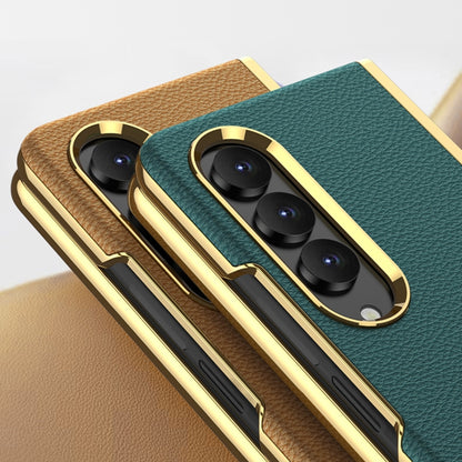 For Samsung Galaxy Z Fold4 GKK Electroplating Leather Surface Phone Case(Gold Coffee) - Galaxy Z Fold4 5G Cases by GKK | Online Shopping UK | buy2fix