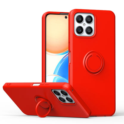 For Honor X8 Ring Kickstand Silicone Phone Case(Red) - Honor Cases by buy2fix | Online Shopping UK | buy2fix
