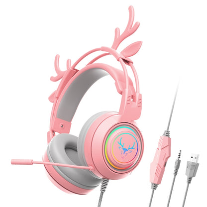 SOYTO SY-G25 Antlers RGB HD Microphone 3D Space Sound Wired Gaming Headset(Pink) - Multimedia Headset by SOYTO | Online Shopping UK | buy2fix