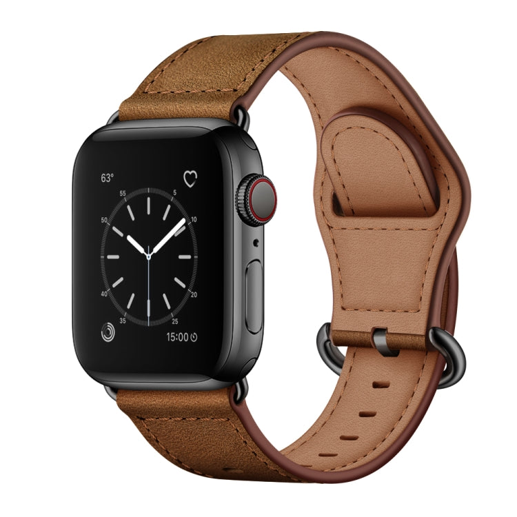 Genuine Leather Watch Band For Apple Watch Ultra 49mm&Watch Ultra 2 49mm / Series 9&8&7 45mm / SE 3&SE 2&6&SE&5&4 44mm / 3&2&1 42mm(Dark Brown Crazy Horse Texture) - Watch Bands by buy2fix | Online Shopping UK | buy2fix