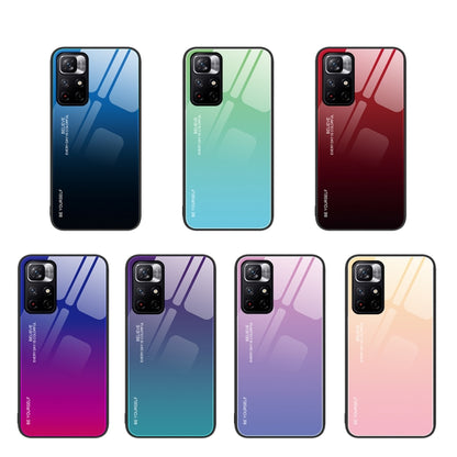 For Xiaomi Redmi Note 11 5G/Poco M4 Pro Gradient Color Glass Case(Purple Red) - Redmi Note 11 Case by buy2fix | Online Shopping UK | buy2fix