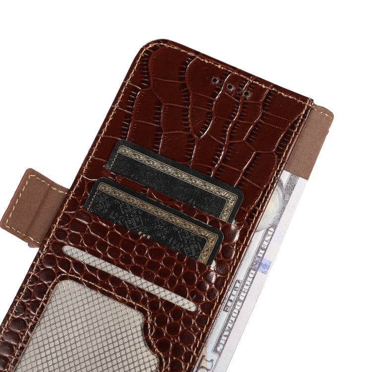 For Motorola Moto G32 Crocodile Top Layer Cowhide Leather Phone Case(Brown) - Motorola Cases by buy2fix | Online Shopping UK | buy2fix