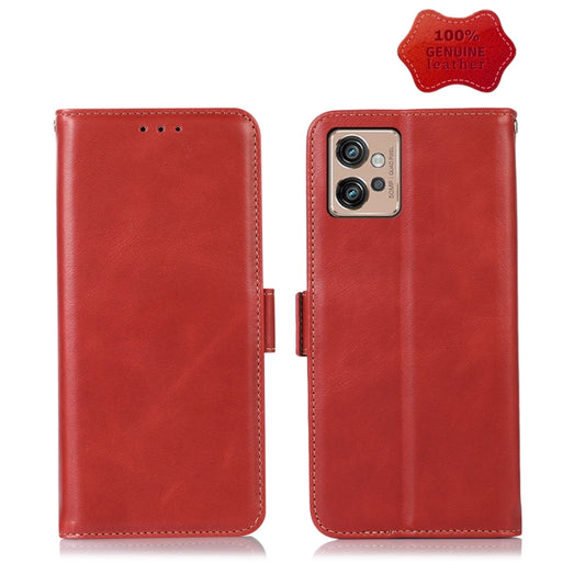 For Motorola Moto G32 Crazy Horse Top Layer Cowhide Leather Phone Case(Red) - Motorola Cases by buy2fix | Online Shopping UK | buy2fix