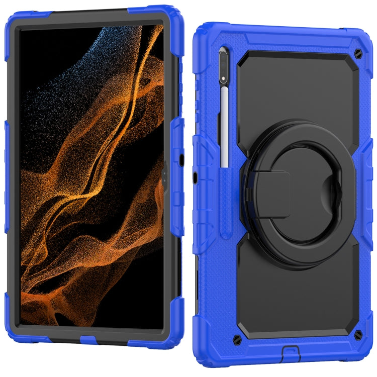 For Samsung Galaxy Tab S8 Ultra Bracelet Holder Silicone + PC Tablet Case(Blue) - Galaxy Tab S8 Ultra Cases by buy2fix | Online Shopping UK | buy2fix