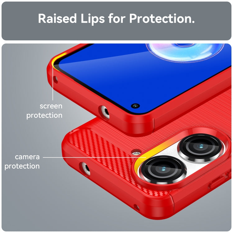 For Asus Zenfone 9 Brushed Texture Carbon Fiber TPU Case(Red) - ASUS Cases by buy2fix | Online Shopping UK | buy2fix