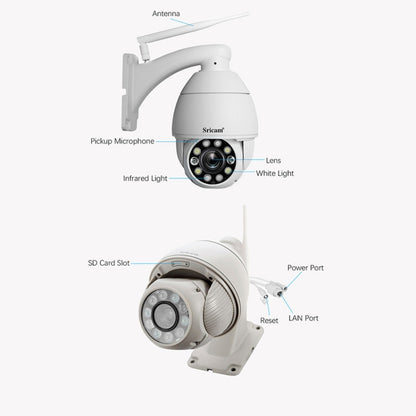 Sricam SP008C 5MP 10X Zoom IP66 Waterproof CCTV WiFi IP Camera Monitor, Plug Type:US Plug(White) - Security by Sricam | Online Shopping UK | buy2fix
