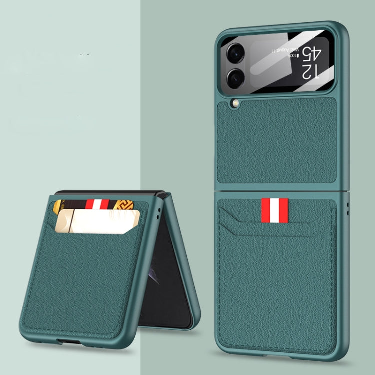 For Samsung Galaxy Z Flip4 GKK Ultra-thin Leather Phone Case with Card Slots(Dark Green) - Galaxy Z Flip4 5G Cases by GKK | Online Shopping UK | buy2fix