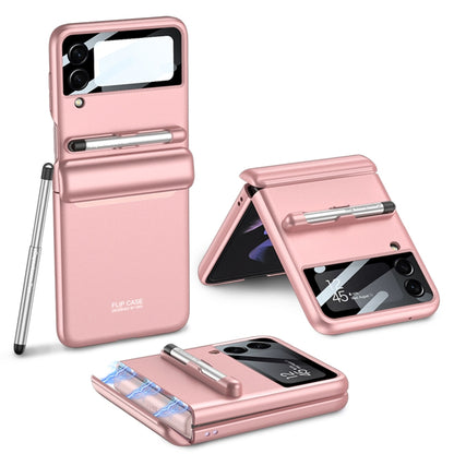 For Samsung Galaxy Z Flip4 GKK Magnetic Full Coverage Phone Flip Case with Pen(Pink) - Galaxy Z Flip4 5G Cases by GKK | Online Shopping UK | buy2fix