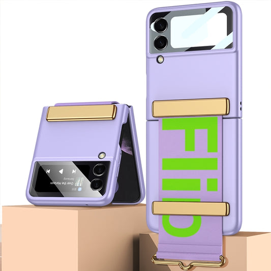For Samsung Galaxy Z Flip4 GKK Ultra-thin Full Coverage Phone Flip Case with Wristband(Purple) - Galaxy Z Flip4 5G Cases by GKK | Online Shopping UK | buy2fix