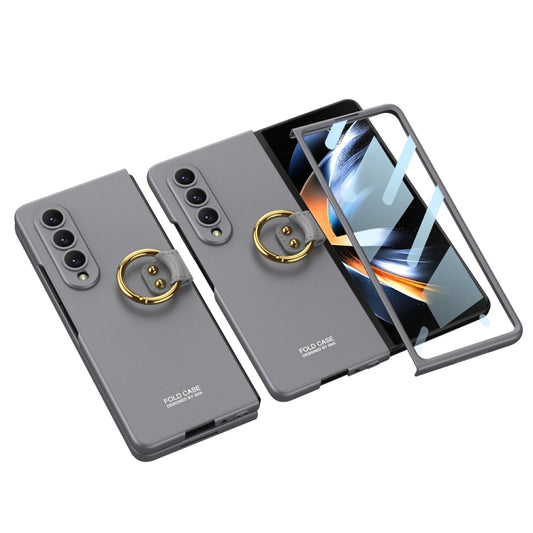 For Samsung Galaxy Z Fold4 GKK Ultra-thin PC Full Coverage Phone Case with Ring Holder(Grey) - Galaxy Z Fold4 5G Cases by GKK | Online Shopping UK | buy2fix