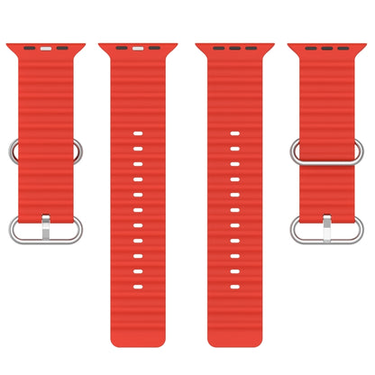 Ocean Silicone Watch Band For Apple Watch Ultra 49mm / Series 8&7 45mm / SE 2&6&SE&5&4 44mm (Red) - Watch Bands by buy2fix | Online Shopping UK | buy2fix