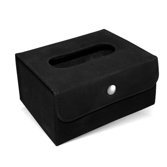 Car Hanging Type Tissue Box Sheepskin Leather Facial Tissue Case(Black) - In Car by buy2fix | Online Shopping UK | buy2fix