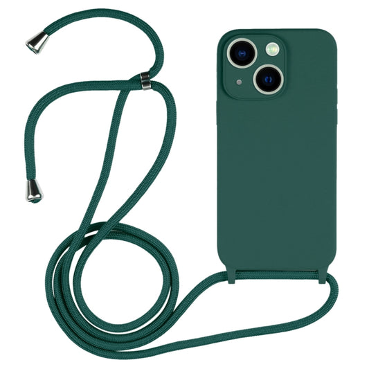 For iPhone 13 Crossbody Lanyard Liquid Silicone Case(Pine Needle Green) - iPhone 13 Cases by buy2fix | Online Shopping UK | buy2fix