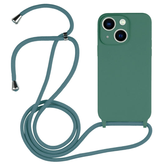 For iPhone 13 Crossbody Lanyard Liquid Silicone Case(Emerald Green) - iPhone 13 Cases by buy2fix | Online Shopping UK | buy2fix