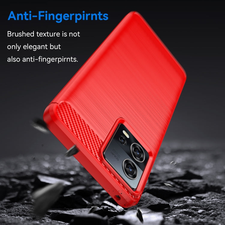 For Motorola Edge 30 Fusion/Moto S30 Pro Brushed Texture Carbon Fiber TPU Phone Case(Red) - Motorola Cases by buy2fix | Online Shopping UK | buy2fix