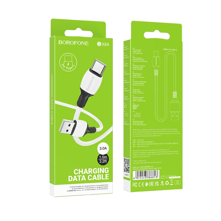 Borofone BX84 1m 3A USB to USB-C / Type-C Rise Charging Data Cable(White) -  by Borofone | Online Shopping UK | buy2fix