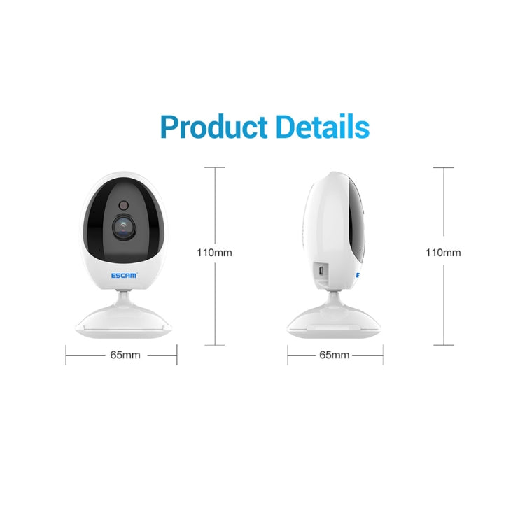 ESCAM QF006 3MP 1296P HD Indoor Wireless PTZ IP Camera IR Night Vision AI Humanoid Detection Home Security CCTV Monitor, Plug Type:UK Plug(White) - Security by ESCAM | Online Shopping UK | buy2fix