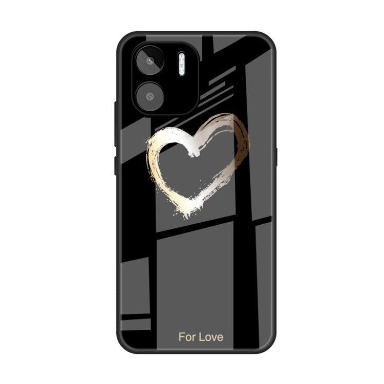 For Xiaomi Redmi A1 4G Colorful Painted Glass Phone Case(Black Love) - Xiaomi Cases by buy2fix | Online Shopping UK | buy2fix