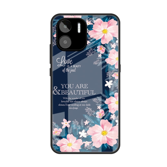 For Xiaomi Redmi A1 4G Colorful Painted Glass Phone Case(Flower) - Xiaomi Cases by buy2fix | Online Shopping UK | buy2fix