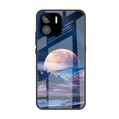 For Xiaomi Redmi A1 4G Colorful Painted Glass Phone Case(Moon Hill) - Xiaomi Cases by buy2fix | Online Shopping UK | buy2fix