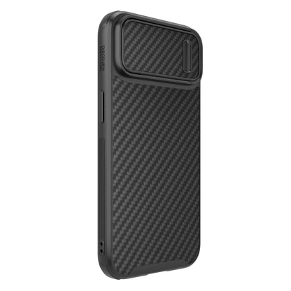 For iPhone 14 NILLKIN Synthetic Fiber Camshield Magnetic Phone Case(Black) - iPhone 14 Cases by NILLKIN | Online Shopping UK | buy2fix