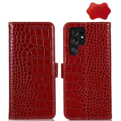 For Samsung Galaxy S23 Ultra 5G Crocodile Top Layer Cowhide Leather Phone Case(Red) - Galaxy S23 Ultra 5G Cases by buy2fix | Online Shopping UK | buy2fix