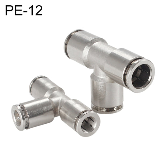 PE-12 LAIZE Nickel Plated Copper Tee Pneumatic Quick Fitting Connector -  by LAIZE | Online Shopping UK | buy2fix
