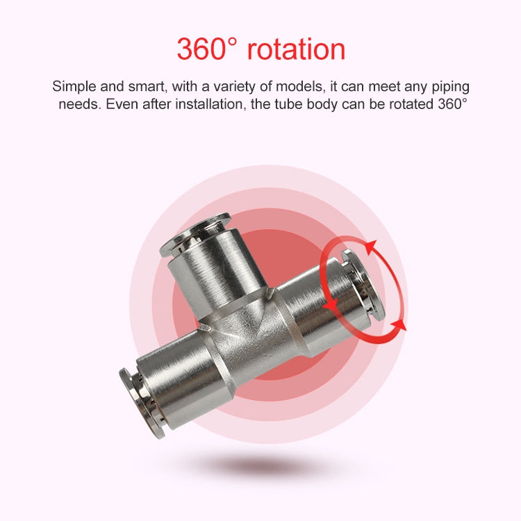 PE-12 LAIZE Nickel Plated Copper Tee Pneumatic Quick Fitting Connector -  by LAIZE | Online Shopping UK | buy2fix