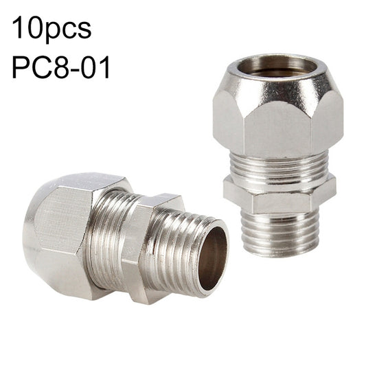 10pcs / Pack PC8-01 LAIZE Nickel Plated Copper Reducer Straight Pneumatic Quick Fitting Connector - Interface Series by LAIZE | Online Shopping UK | buy2fix