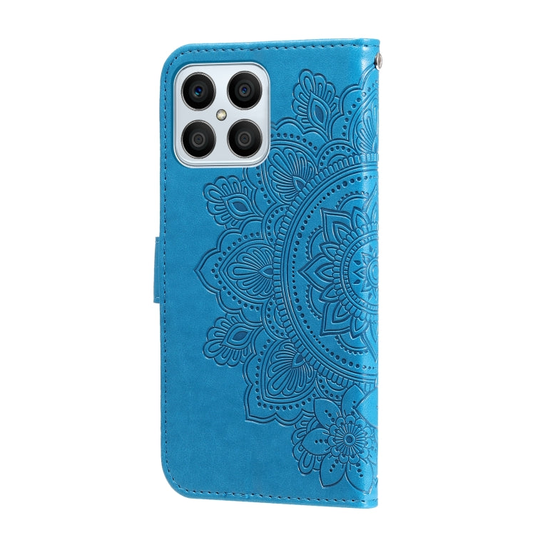 For Honor X8 5G / X6 7-petal Flowers Embossing Leather Phone Case(Blue) - Honor Cases by buy2fix | Online Shopping UK | buy2fix