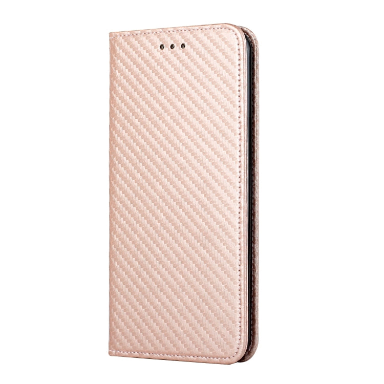 For Xiaomi 12T / 12T Pro / Redmi K50 Ultra Carbon Fiber Texture Magnetic Flip Leather Phone Case(Rose Gold) - Xiaomi Cases by buy2fix | Online Shopping UK | buy2fix