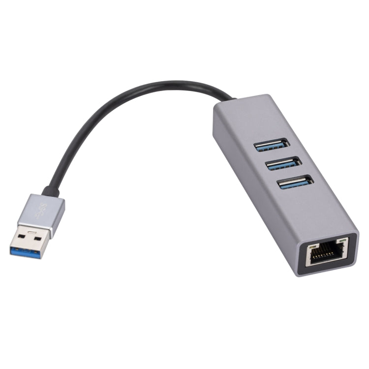 SL-030 USB to Gigabit Ethernet RJ45 & 3 x USB 3.0 Adapter Converter HUB(Grey) - Computer & Networking by buy2fix | Online Shopping UK | buy2fix