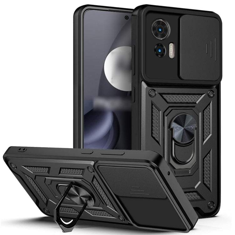 For Motorola Edge 30 Neo Sliding Camera Cover Design TPU+PC Phone Case(Black) - Motorola Cases by buy2fix | Online Shopping UK | buy2fix