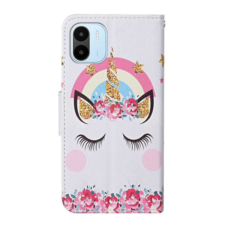 For Xiaomi Redmi A1 Colored Drawing Pattern Leather Phone Case(Crown Unicorn) - Xiaomi Cases by buy2fix | Online Shopping UK | buy2fix