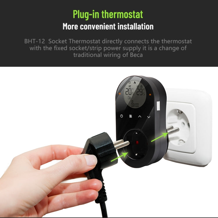 BHT12-CW Plug-in LCD Thermostat With WiFi, EU Plug(White) - Consumer Electronics by buy2fix | Online Shopping UK | buy2fix