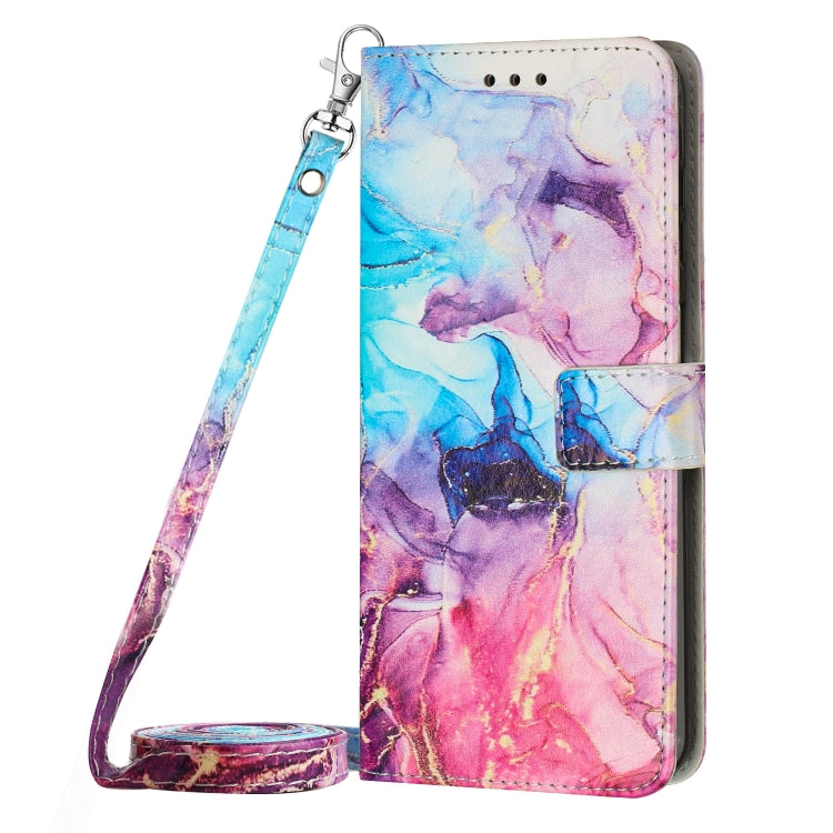 For Samsung Galaxy A14 5G Crossbody Painted Marble Pattern Leather Phone Case(Pink Purple) - Galaxy Phone Cases by buy2fix | Online Shopping UK | buy2fix