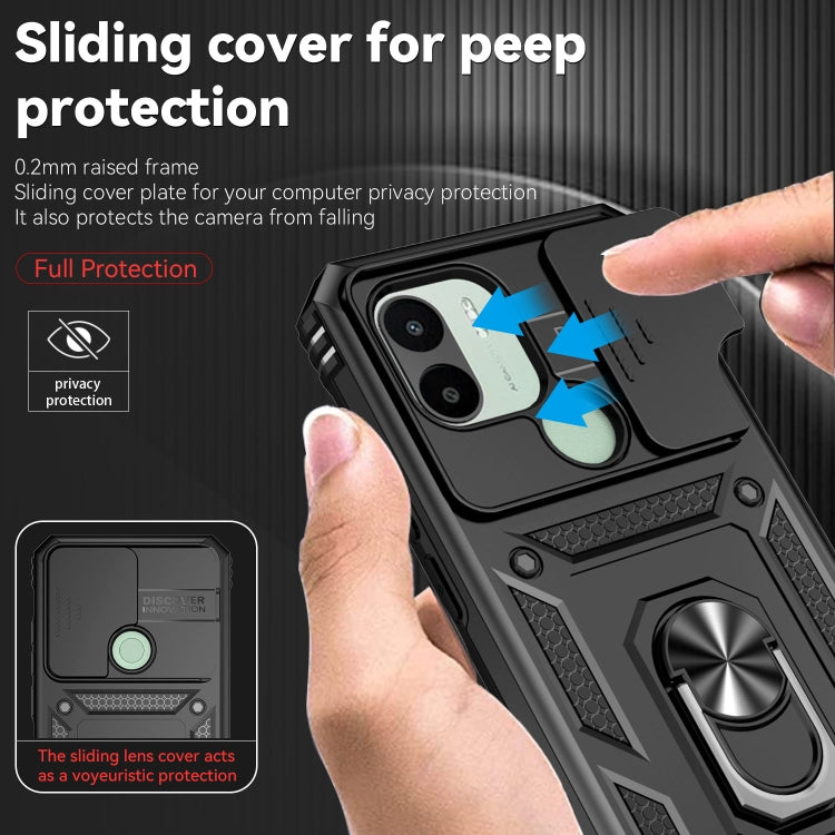 For Xiaomi Redmi A1/A1+ Sliding Camshield Holder Phone Case(Black) - Xiaomi Cases by buy2fix | Online Shopping UK | buy2fix