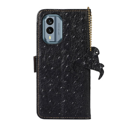 For Nokia X30 5G Ostrich Pattern Genuine Leather RFID Phone Case(Black) - Nokia Cases by buy2fix | Online Shopping UK | buy2fix