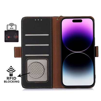 For Samsung Galaxy S22+ 5G Genuine Leather Magnetic RFID Leather Phone Case(Black) - Galaxy S22+ 5G Cases by buy2fix | Online Shopping UK | buy2fix