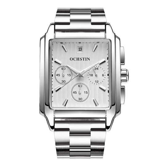 OCHSTIN 7240 Multifunctional Quartz Waterproof Steel Strap Men Watch(Silver White) - Metal Strap Watches by OCHSTIN | Online Shopping UK | buy2fix