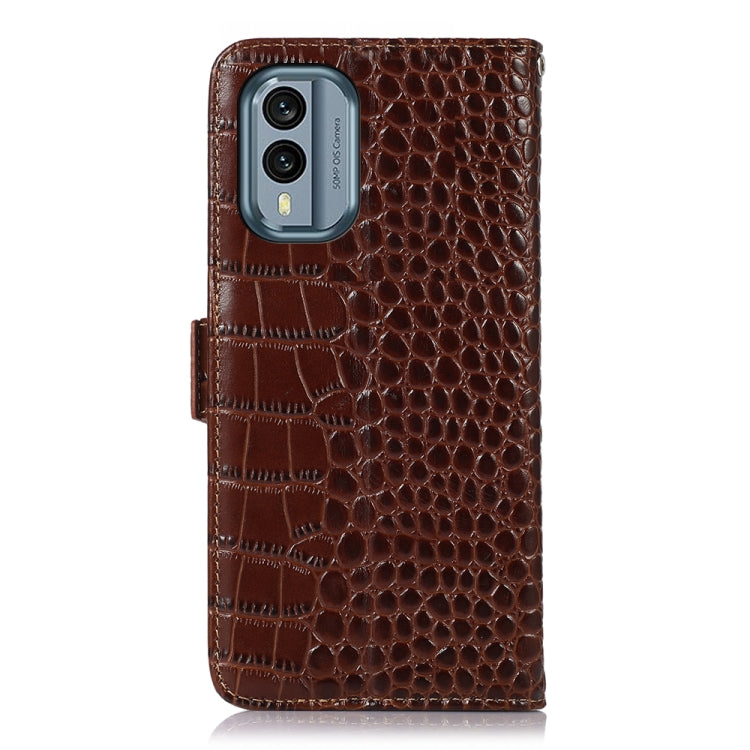 For Nokia X30 5G Crocodile Top Layer Cowhide Leather Phone Case(Brown) - Nokia Cases by buy2fix | Online Shopping UK | buy2fix