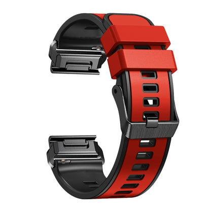 For Garmin Fenix 7 22mm Plain Weave Two-Color Quick Release Silicone Watch Band(Red) - Watch Bands by buy2fix | Online Shopping UK | buy2fix