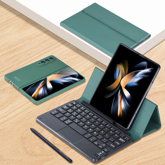 For Samsung Galaxy Z Fold4 GKK Magnetic Folding Bluetooth Keyboard Leather Case with Touchpad / Pen(Dark Green) - Samsung Keyboard by GKK | Online Shopping UK | buy2fix