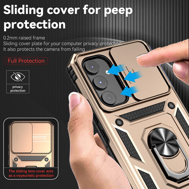 For Samsung Galaxy A54 5G Sliding Camshield Holder Phone Case(Gold) - Galaxy Phone Cases by buy2fix | Online Shopping UK | buy2fix