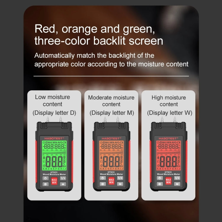 HABOTEST HT633 Portable Multifunctional Digital Display Wood Moisture Detector - Consumer Electronics by buy2fix | Online Shopping UK | buy2fix