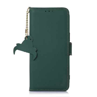 For OnePlus 11 Genuine Leather Magnetic RFID Leather Phone Case(Green) - OnePlus Cases by buy2fix | Online Shopping UK | buy2fix