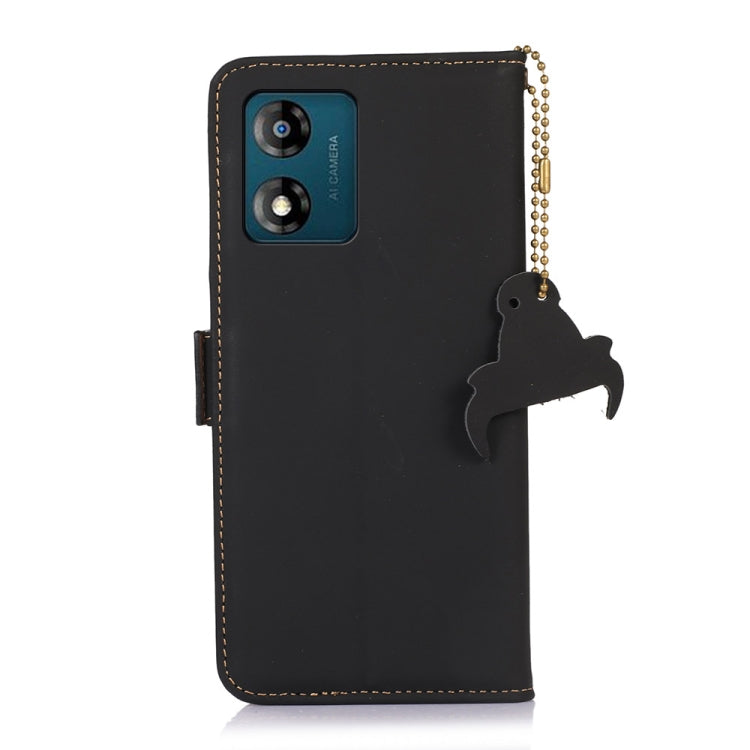 For Motorola Moto E13 Genuine Leather Magnetic RFID Leather Phone Case(Black) - Motorola Cases by buy2fix | Online Shopping UK | buy2fix