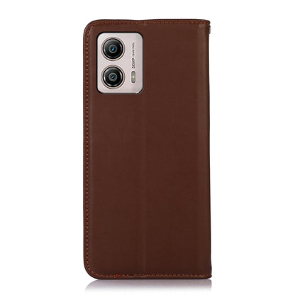 For Motorola Moto G53 5G KHAZNEH Nappa Top Layer Cowhide Leather Phone Case(Brown) - Motorola Cases by buy2fix | Online Shopping UK | buy2fix