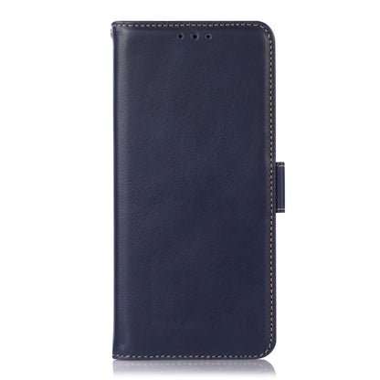 For Motorola Moto E13 4G 2023 Crazy Horse Top Layer Cowhide RFID Leather Phone Case(Blue) - Motorola Cases by buy2fix | Online Shopping UK | buy2fix